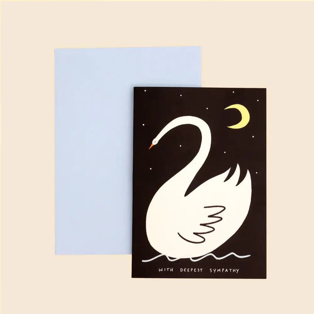 Little Black Cat Illustrated Goods - Delicate Swan Sympathy Card | Thinking