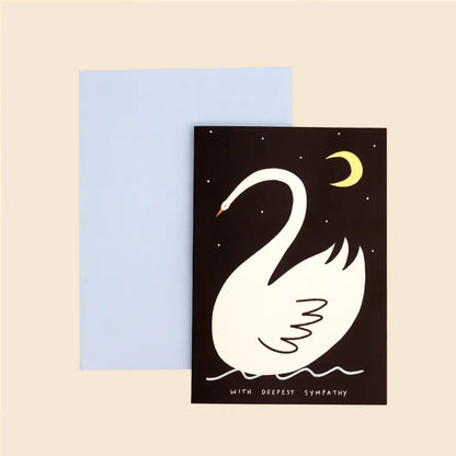 Little Black Cat Illustrated Goods - Delicate Swan Sympathy Card | Thinking