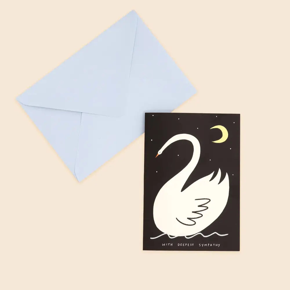 Little Black Cat Illustrated Goods - Delicate Swan Sympathy Card | Thinking