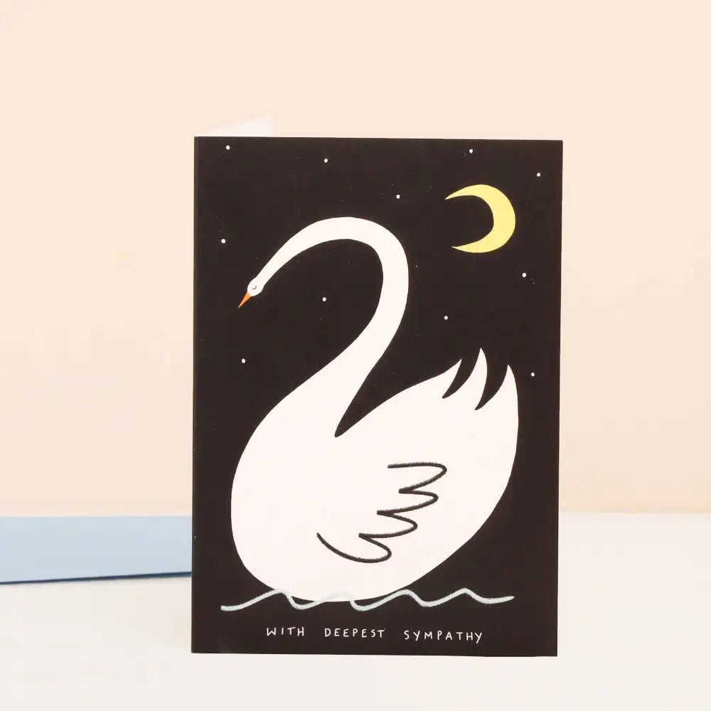 Little Black Cat Illustrated Goods - Delicate Swan Sympathy Card | Thinking