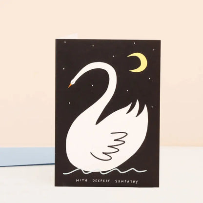 Little Black Cat Illustrated Goods - Delicate Swan Sympathy Card | Thinking