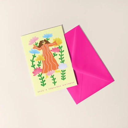 Little Black Cat Illustrated Goods - Fabulous Birthday Card | Contemporary Floral