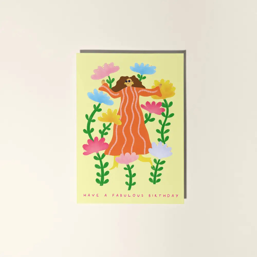 Little Black Cat Illustrated Goods - Fabulous Birthday Card | Contemporary Floral