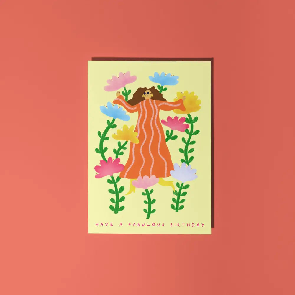 Little Black Cat Illustrated Goods - Fabulous Birthday Card | Contemporary Floral