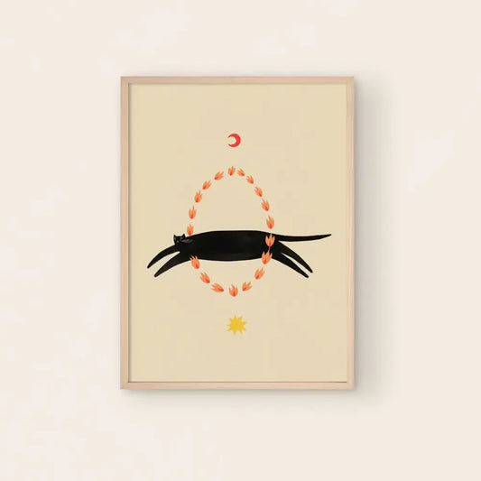 Fiery Circus Cat A5 Print - PABOOM