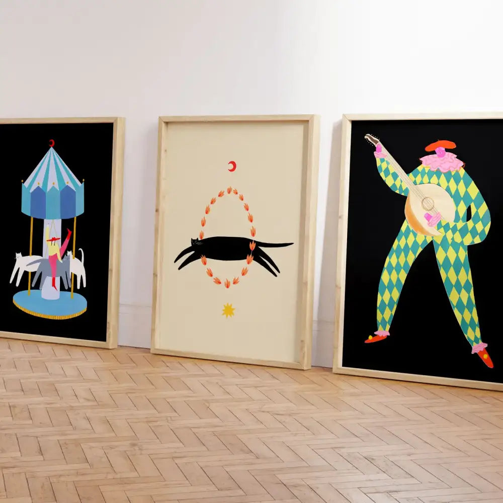 Fiery Circus Cat A5 Print - PABOOM