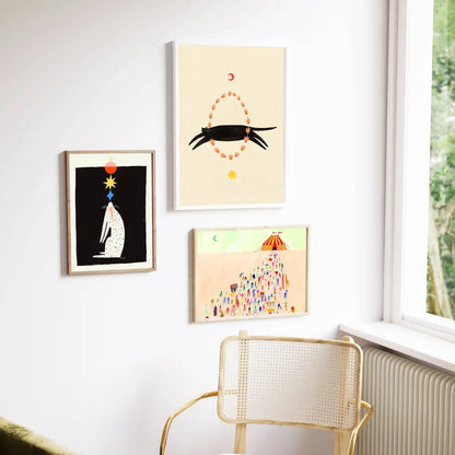 Little Black Cat Illustrated Goods - Fiery Circus Art Print A4