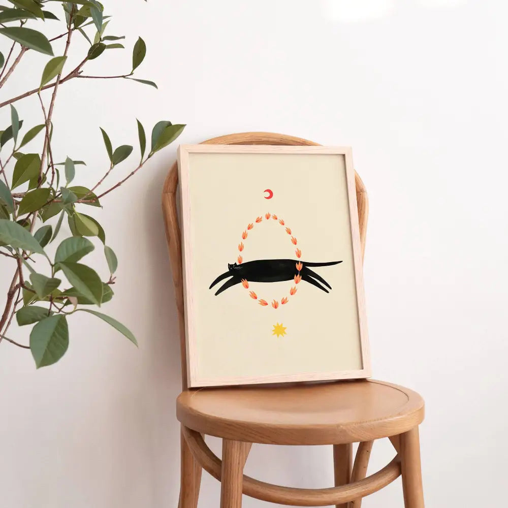 Little Black Cat Illustrated Goods - Fiery Circus Art Print A4
