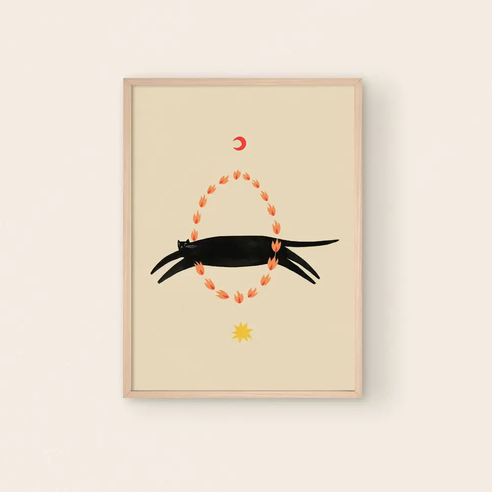 Little Black Cat Illustrated Goods - Fiery Circus Art Print A4