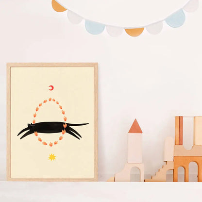 Little Black Cat Illustrated Goods - Fiery Circus Art Print A4