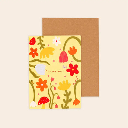 Little Black Cat Illustrated Goods - Floral Thank You Card | Thanks | Just To Say