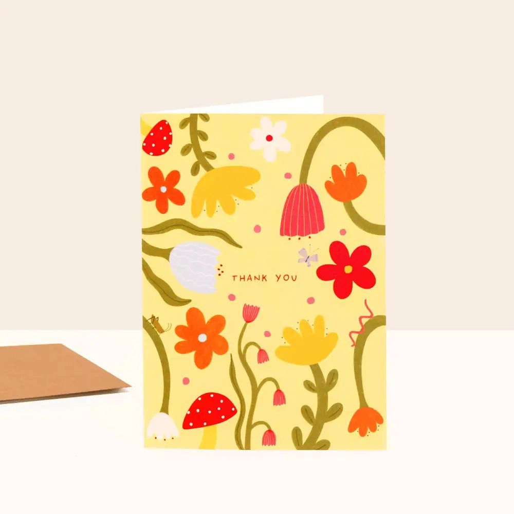 Little Black Cat Illustrated Goods - Floral Thank You Card | Thanks | Just To Say