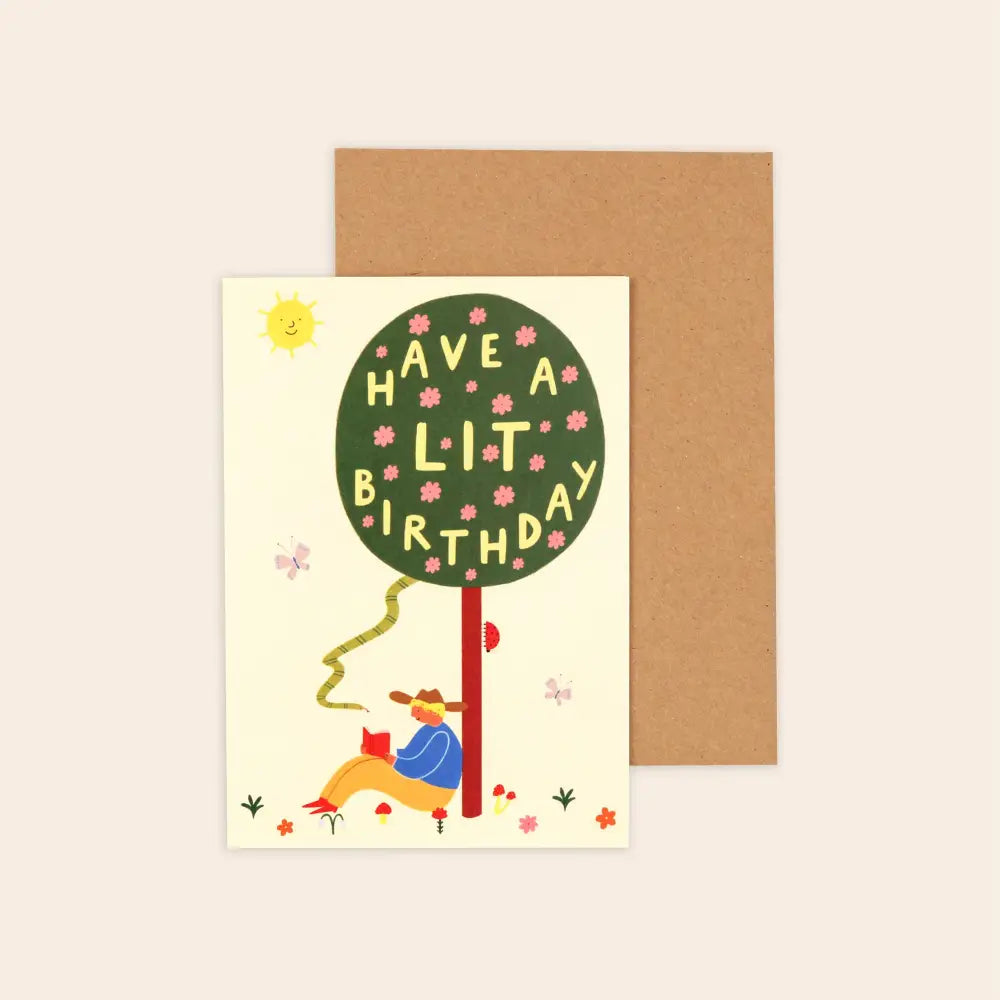 Little Black Cat Illustrated Goods - Lit Birthday Card | Bookish | Book Lover