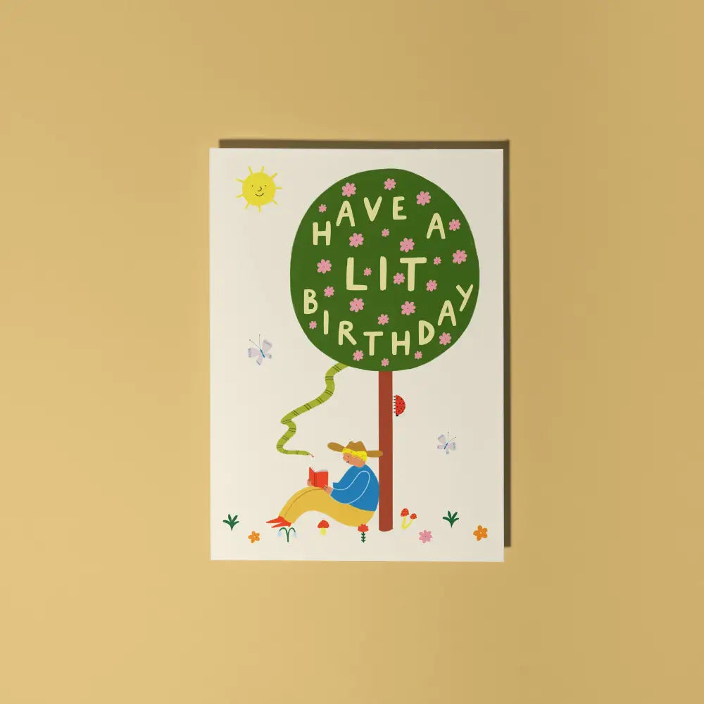 Little Black Cat Illustrated Goods - Lit Birthday Card | Bookish | Book Lover