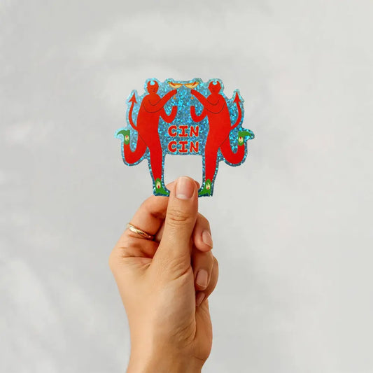 Little Black Cat Illustrated Goods - Margherita Devils Glitter Sticker | Spicy Marg