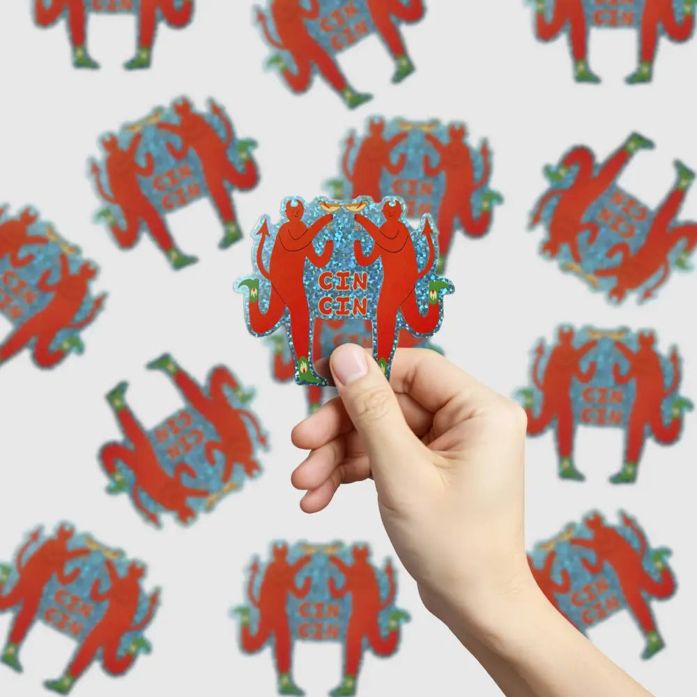 Little Black Cat Illustrated Goods - Margherita Devils Glitter Sticker | Spicy Marg