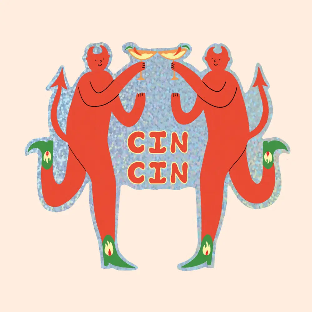 Little Black Cat Illustrated Goods - Margherita Devils Glitter Sticker | Spicy Marg