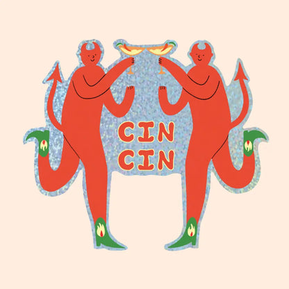 Little Black Cat Illustrated Goods - Margherita Devils Glitter Sticker | Spicy Marg