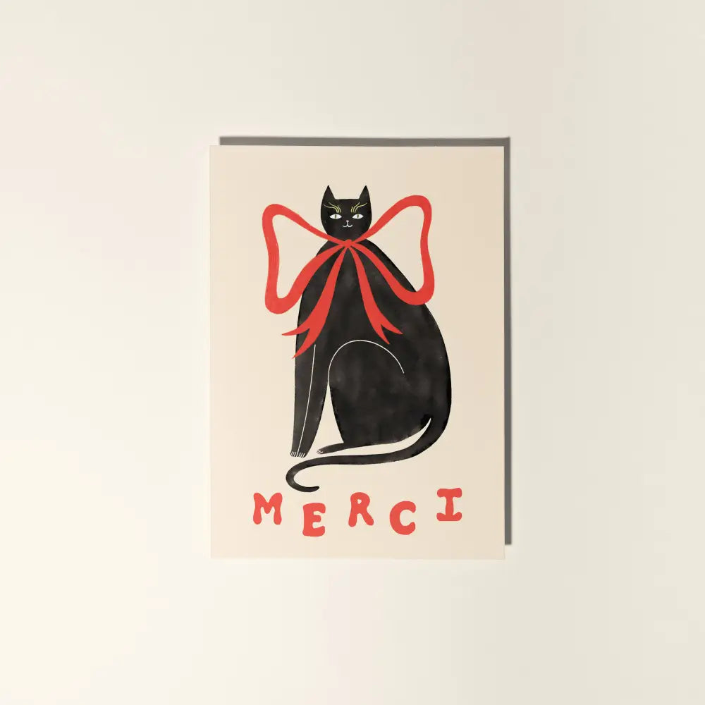 Little Black Cat Illustrated Goods - Merci Thank You Card | French