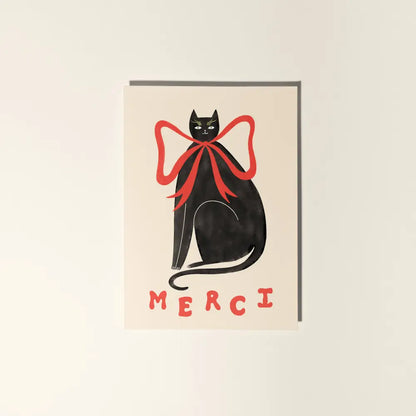 Little Black Cat Illustrated Goods - Merci Thank You Card | French