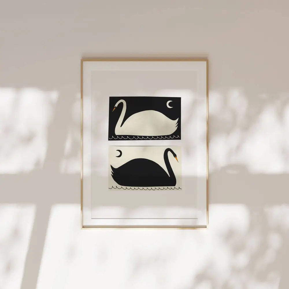 Little Black Cat Illustrated Goods - Negative / Positive Swans Art Print A4