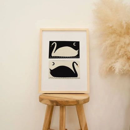 Little Black Cat Illustrated Goods - Negative / Positive Swans Art Print