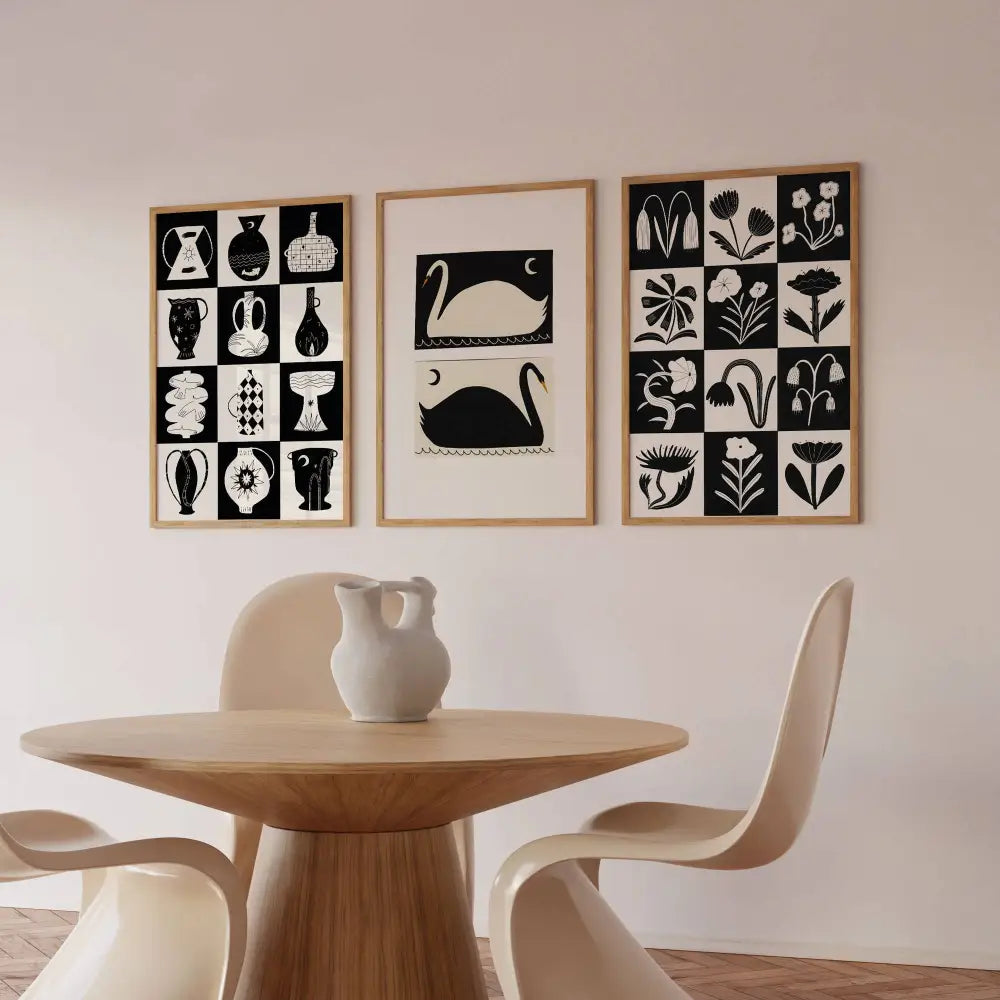 Little Black Cat Illustrated Goods - Negative / Positive Swans Art Print