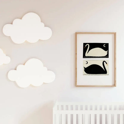 Little Black Cat Illustrated Goods - Negative / Positive Swans Art Print