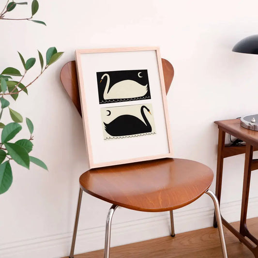 Little Black Cat Illustrated Goods - Negative / Positive Swans Art Print