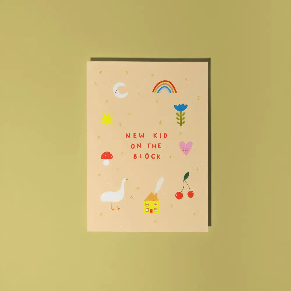 Little Black Cat Illustrated Goods - New Kid On The Block Baby Card | Unisex