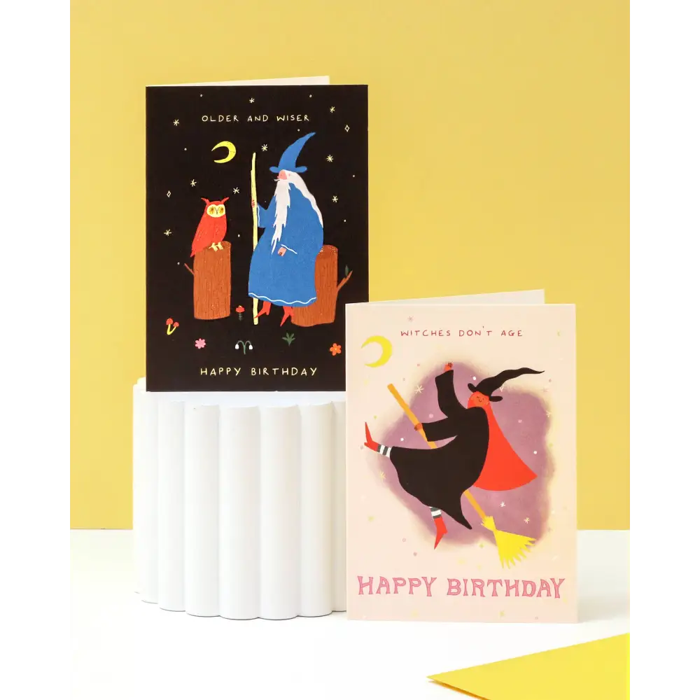 Little Black Cat Illustrated Goods - Older and Wiser Birthday Card | Wizard | Men’s