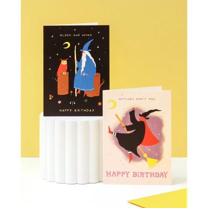 Little Black Cat Illustrated Goods - Older and Wiser Birthday Card | Wizard | Men’s