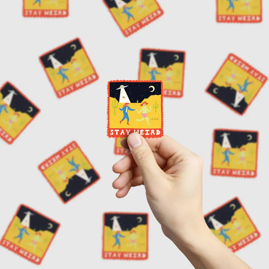 Little Black Cat Illustrated Goods - Stay Weird Sticker | Alien UFO Vinyl | Cowboy