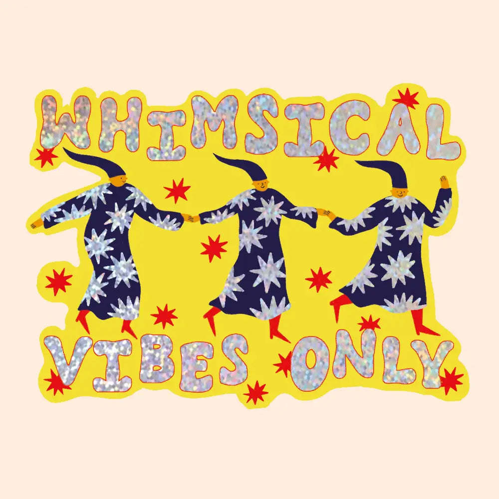 Little Black Cat Illustrated Goods - Whimsical Vibes Only Glitter Sticker | Wizard