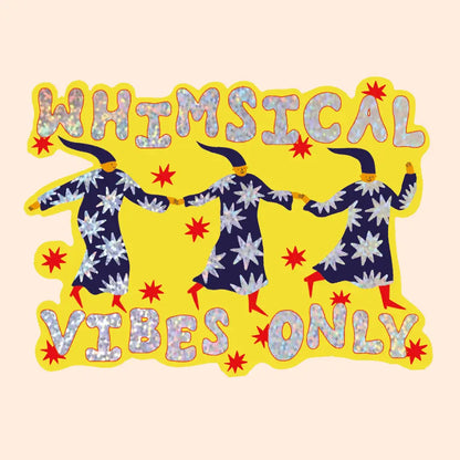 Little Black Cat Illustrated Goods - Whimsical Vibes Only Glitter Sticker | Wizard