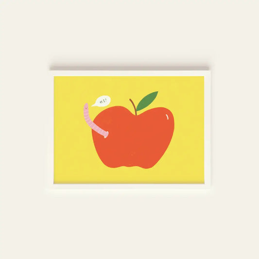 Worm In Apple Postcard - PABOOM