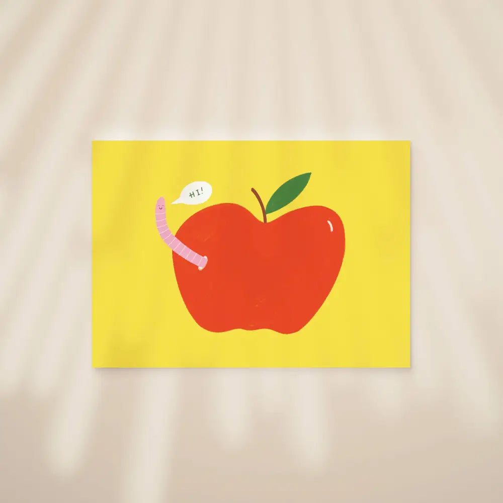 Worm In Apple Postcard - PABOOM