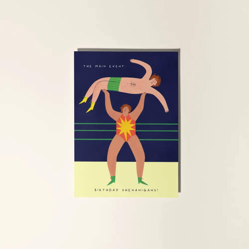Little Black Cat Illustrated Goods - Wrestling Birthday Card | Shenanigans