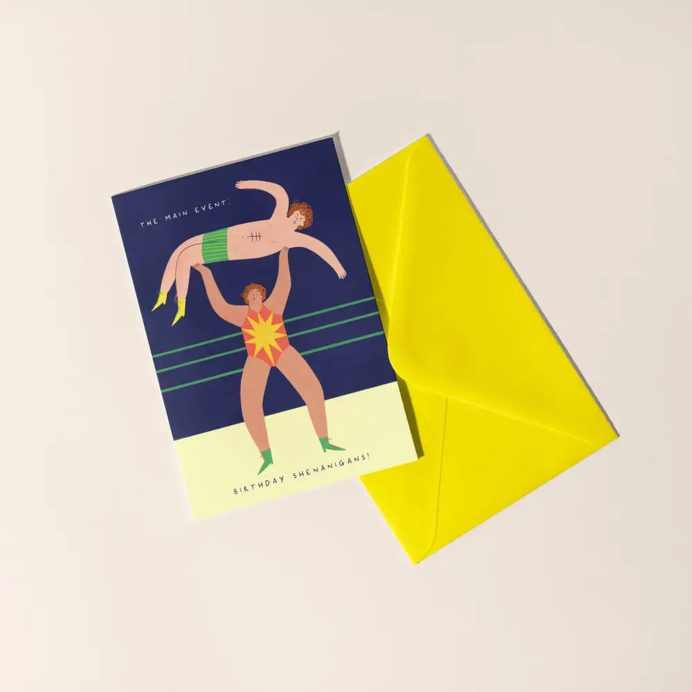 Little Black Cat Illustrated Goods - Wrestling Birthday Card | Shenanigans