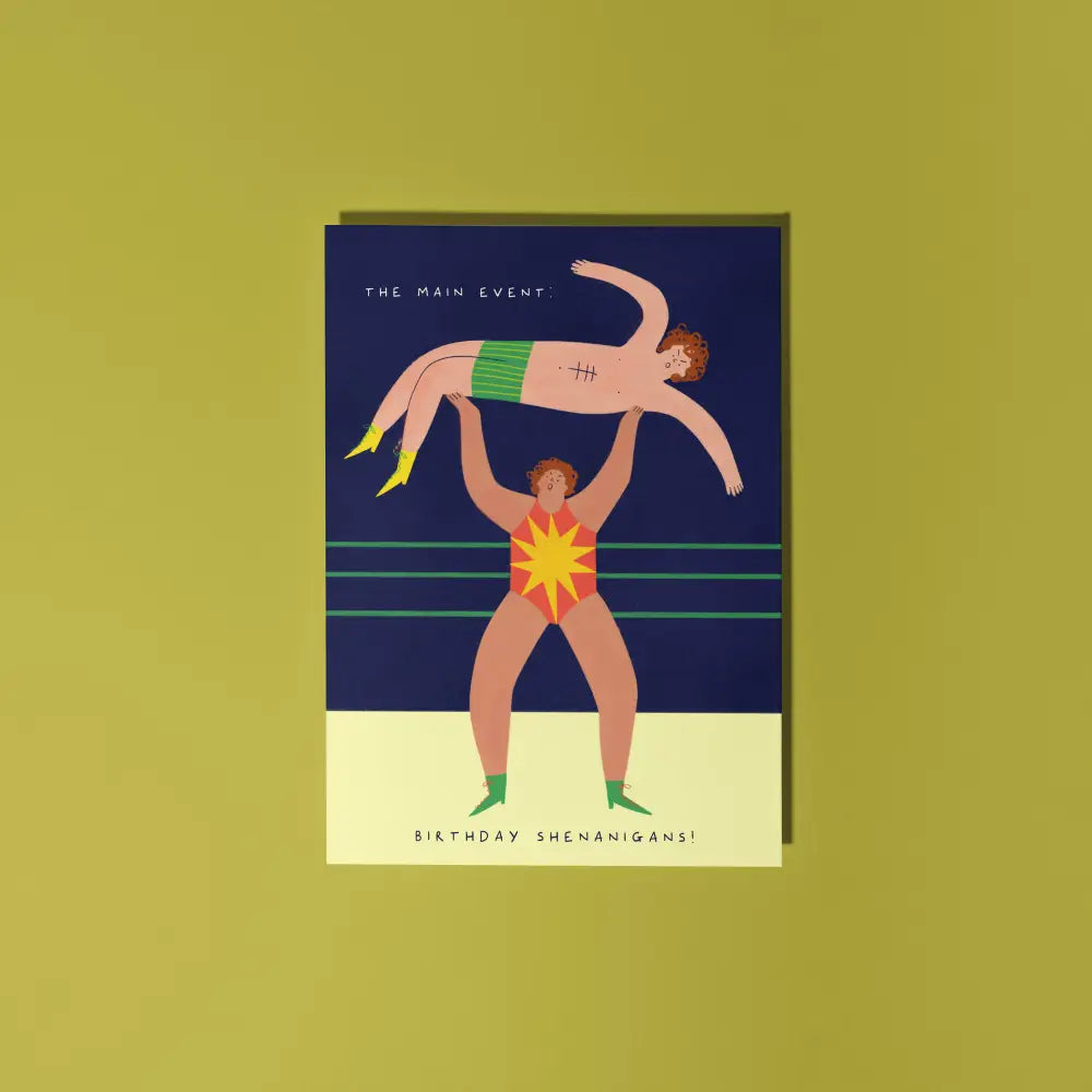 Little Black Cat Illustrated Goods - Wrestling Birthday Card | Shenanigans