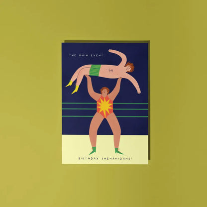 Little Black Cat Illustrated Goods - Wrestling Birthday Card | Shenanigans