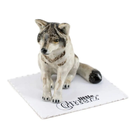 Little Critterz - Akela Wolf Sitting Porcelain Miniature