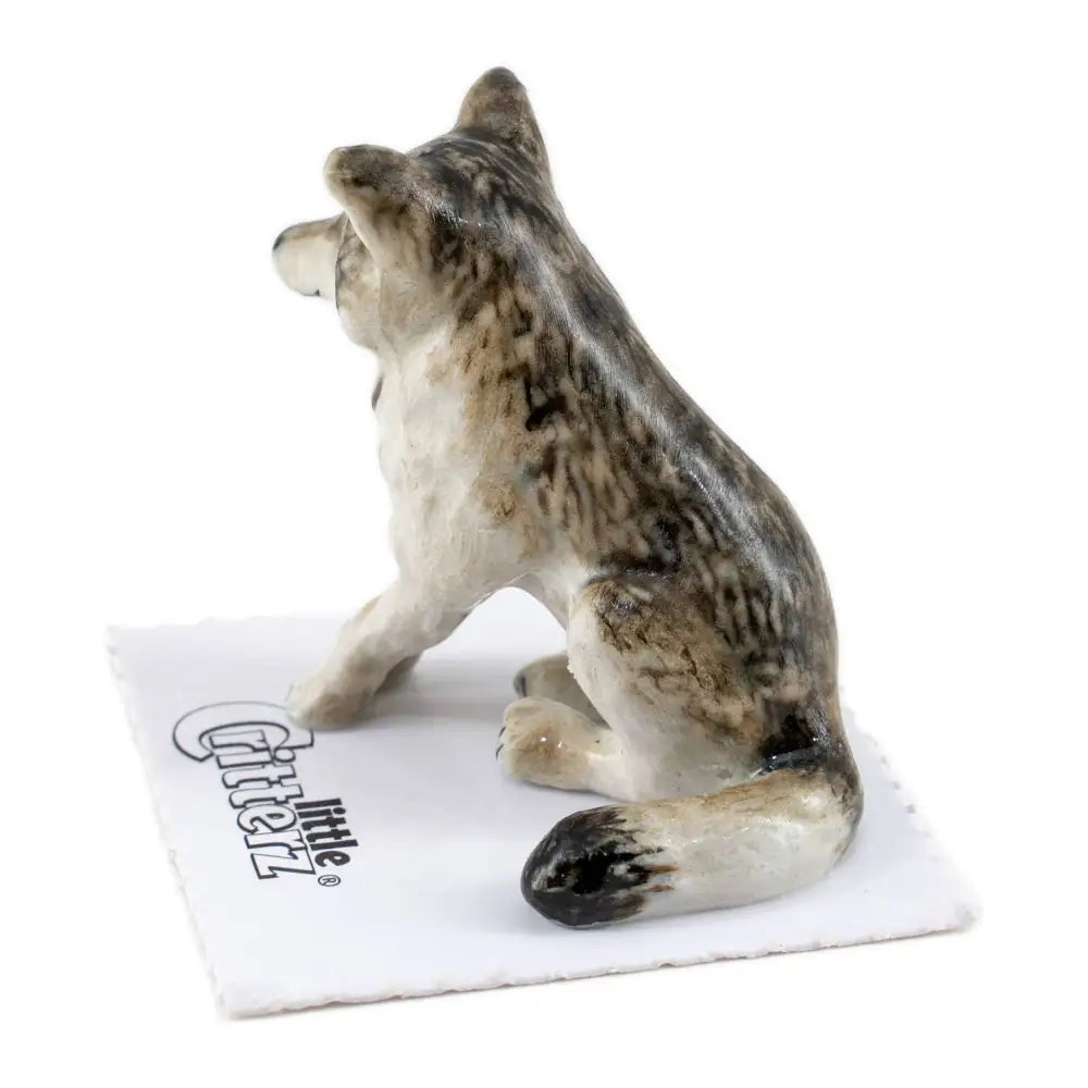 Little Critterz - Akela Wolf Sitting Porcelain Miniature