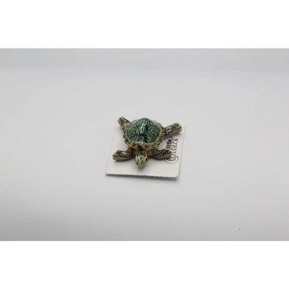 Bask Red-Eared Slider Turtle Porcelain Miniature - PABOOM