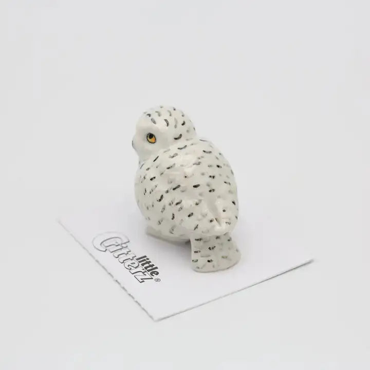 Ghost Snowy Owl Porcelain Miniature - PABOOM