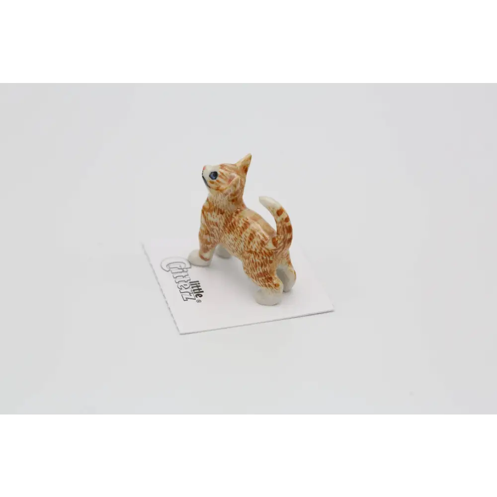 Little Critterz Ginger Orange Tiger Porcelain Miniature orange white striped ceramic cat