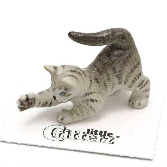Little Grey Tiger Kitten Porcelain Miniature - PABOOM