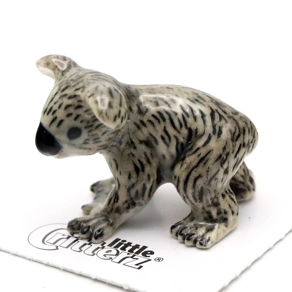 Little Critterz Sam Koala Joey Porcelain Miniature grey black marbled koala figurine