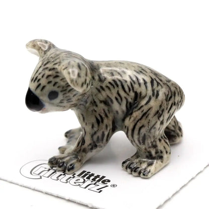 Little Critterz Sam Koala Joey Porcelain Miniature grey black marbled koala figurine