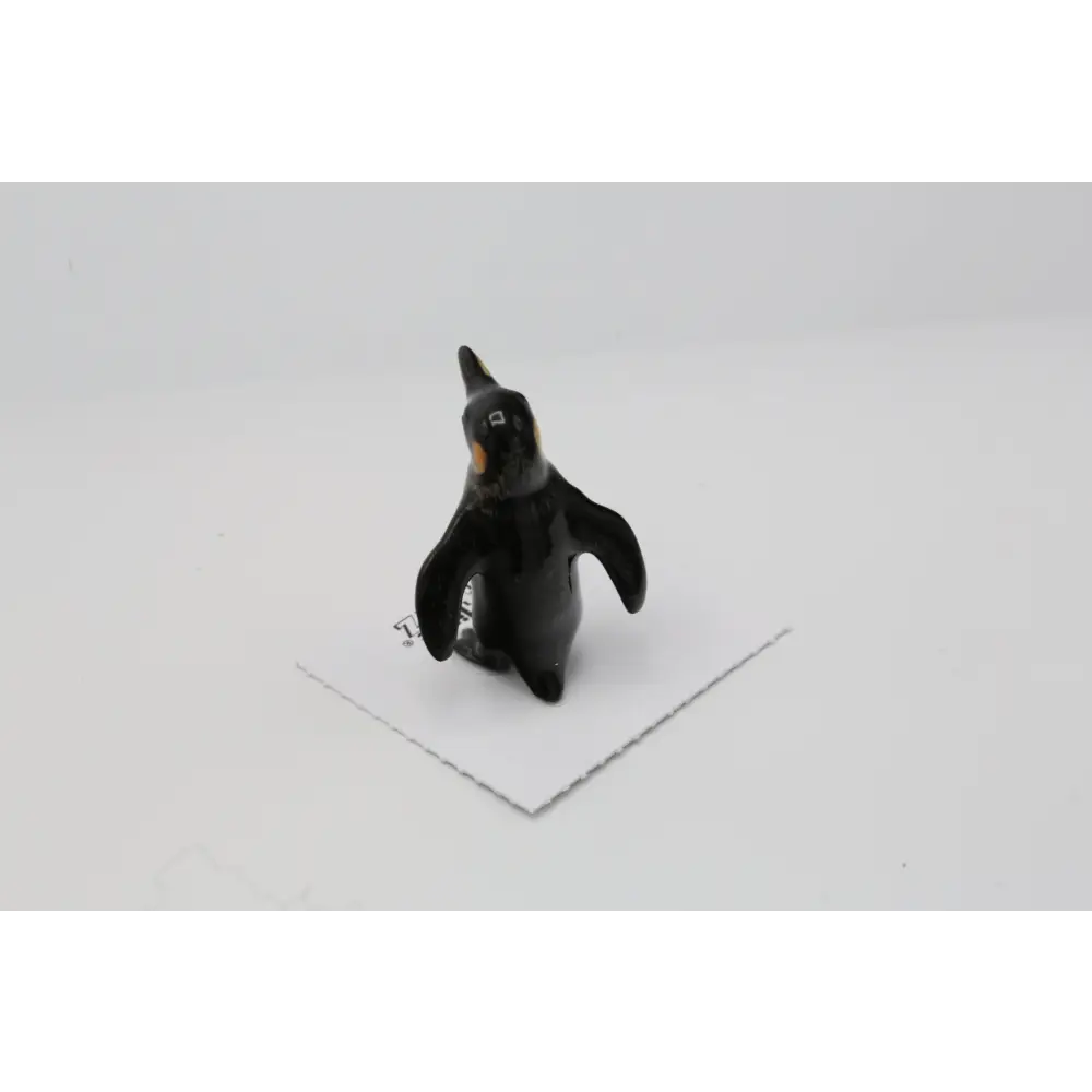 Little Critterz Stanley King Penguin Porcelain Miniature black penguin figurine yellow beak
